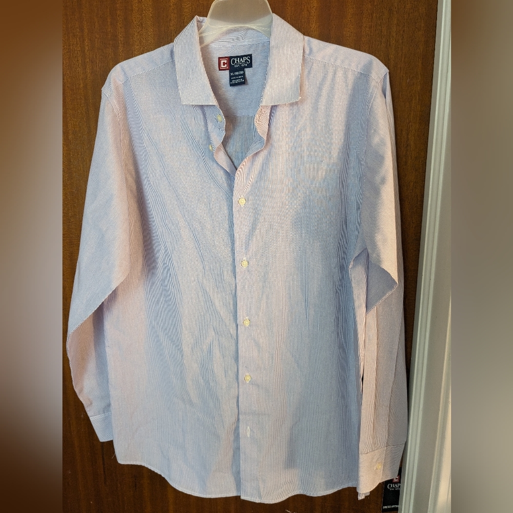 Chaps Light Purple Striped Long Sleeve Dress Shirt XL 18 20 NWT